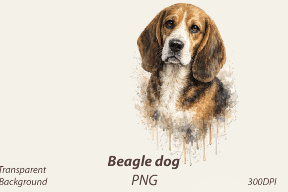 Download Watercolour Beagle Dog Png - Colour Collection