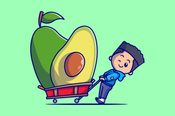 Download Cute Boy with Avocado Cartoon - Avocado Collection