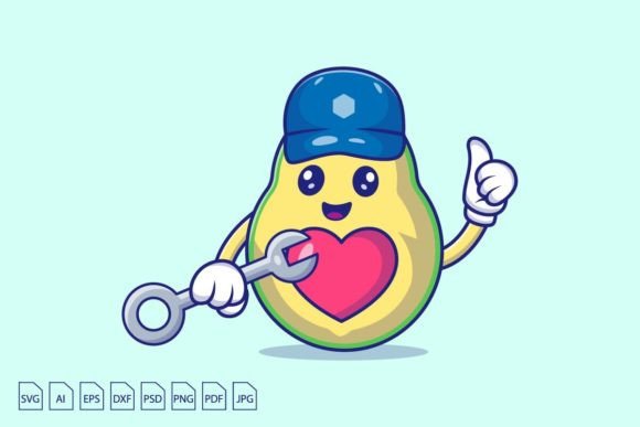 Download Avocado Holding Wrench Vector - Avocado Collection
