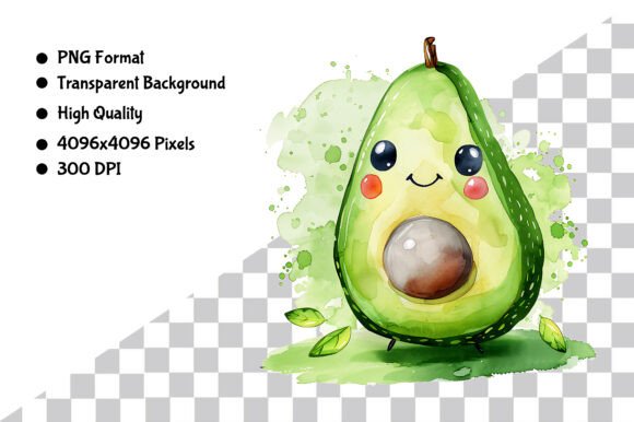 Download Watercolor Baby Avocado PNG - Avocado Collection