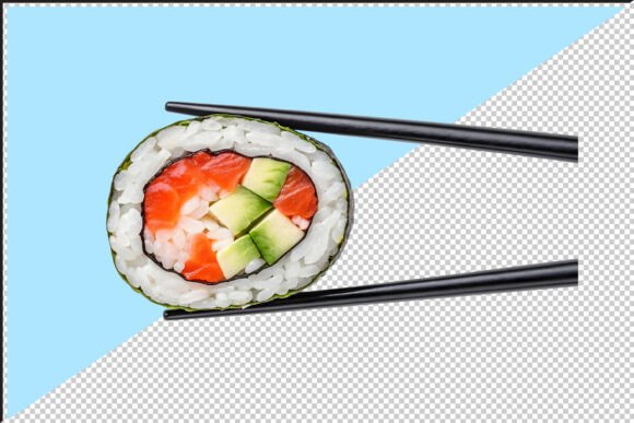 Download Sushi Roll with Salmon and Avocado PNG - Avocado Collection