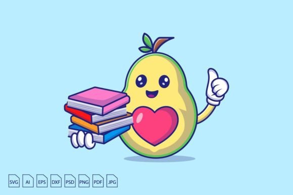 Download Avocado Holding Books Vector - Avocado Collection