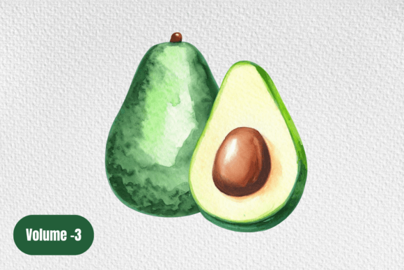 Download Watercolor Avocado Clipart PNG Volume –3 - Avocado Collection